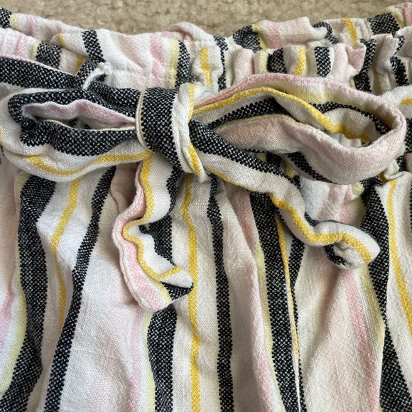 Art Class High Waist Striped Linen Shorts - Pink, Yellow, Black - Picture 3 of 6